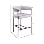 Meridian Furniture, Tabouret de comptoir en tissu texturé lin gris Malin, lot de 2
