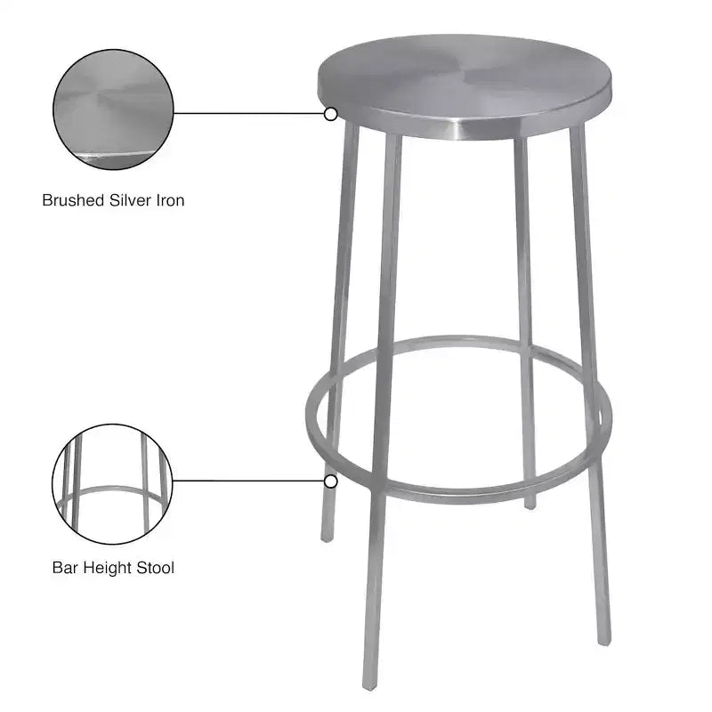 Meridian Furniture, Tabouret de bar Tyson en fer argenté