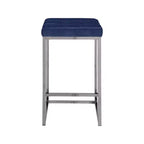 Meridian Furniture, Tabouret Nicola en Velours Bleu Marine, Lot de 2