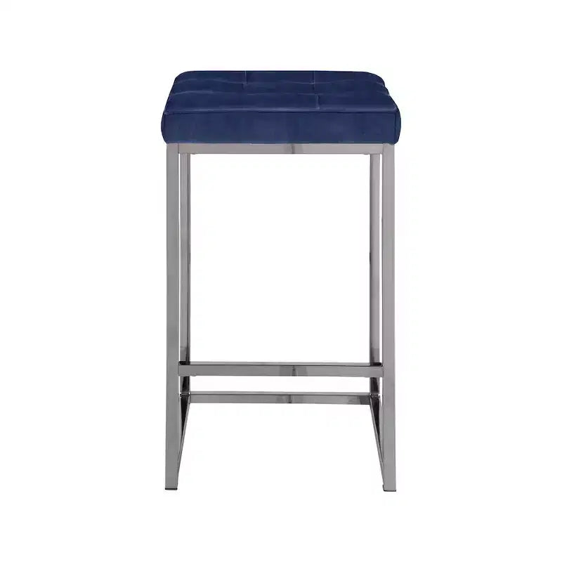 Meridian Furniture, Tabouret Nicola en Velours Bleu Marine, Lot de 2