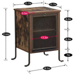 Table de chevet VECELO avec plateau coulissant et étagère de rangement à 2 niveaux, table d'appoint/bout de canapé à cadre en acier pour petits espaces, marron