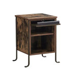 Table de chevet VECELO avec plateau coulissant et étagère de rangement à 2 niveaux, table d'appoint/bout de canapé à cadre en acier pour petits espaces, marron