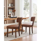 Lot de 2 chaises de salle à manger modernes en cuir, cadre en bois dur, capacité de 120 kg, revêtement facile à nettoyer, dossier incurvé ergonomique pour cuisine et salle à manger
