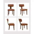 Lot de 2 chaises de salle à manger modernes en cuir, cadre en bois dur, capacité de 120 kg, revêtement facile à nettoyer, dossier incurvé ergonomique pour cuisine et salle à manger