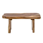 Banc d'entrée en bois de teck massif Live Edge noir/naturel, 1 place