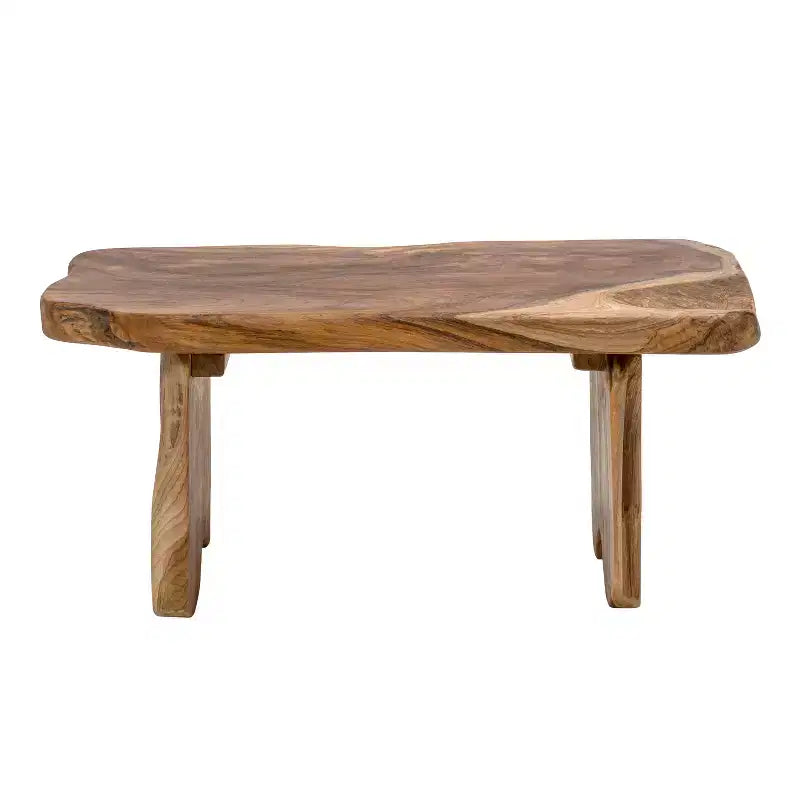 Banc d'entrée en bois de teck massif Live Edge noir/naturel, 1 place