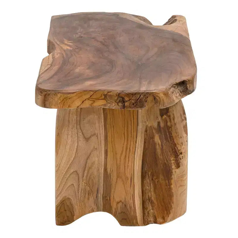 Banc d'entrée en bois de teck massif Live Edge noir/naturel, 1 place