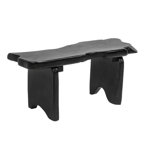 Banc d'entrée en bois de teck massif Live Edge noir/naturel, 1 place