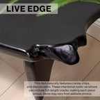 Banc d'entrée en bois de teck massif Live Edge noir/naturel, 1 place
