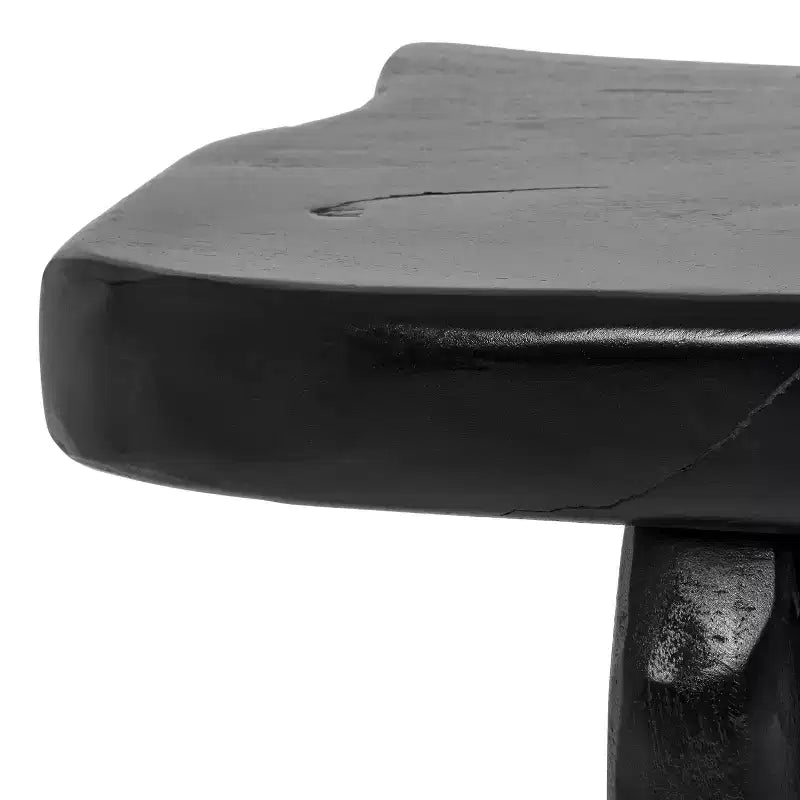 Banc d'entrée en bois de teck massif Live Edge noir/naturel, 1 place