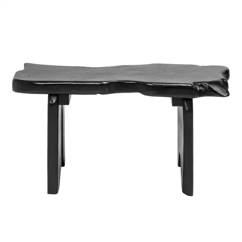 Banc d'entrée en bois de teck massif Live Edge noir/naturel, 1 place