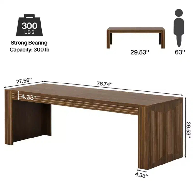 Bureau en bois rustique marron pour 2 personnes, 199,9 cm