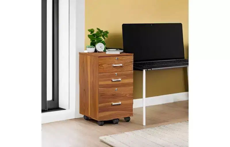 Meuble de classement roulant Gray Oak à 3 tiroirs avec serrure, utilisateur unique