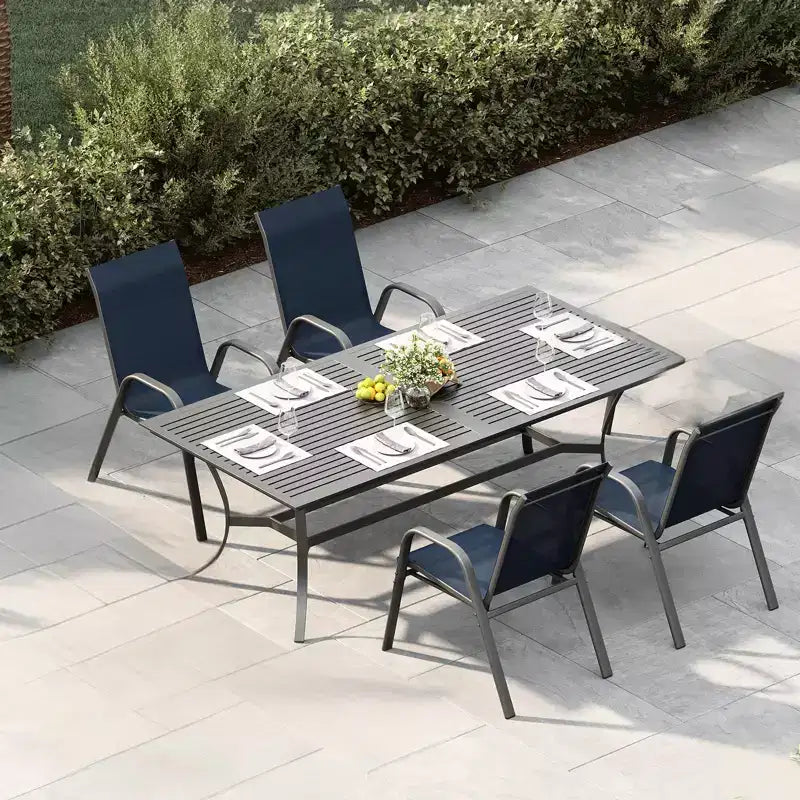 Chaise de jardin empilable noire avec accoudoirs – Lot de 4 ou 6