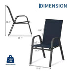 Chaise de jardin empilable noire avec accoudoirs – Lot de 4 ou 6