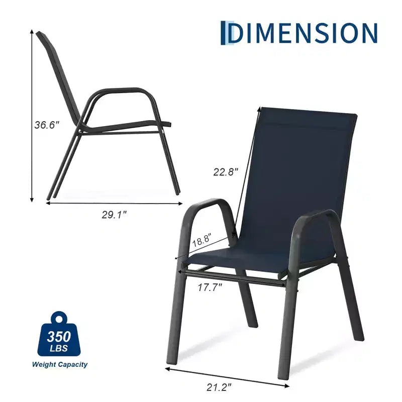 Chaise de jardin empilable noire avec accoudoirs – Lot de 4 ou 6