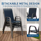 Chaise de jardin empilable noire avec accoudoirs – Lot de 4 ou 6
