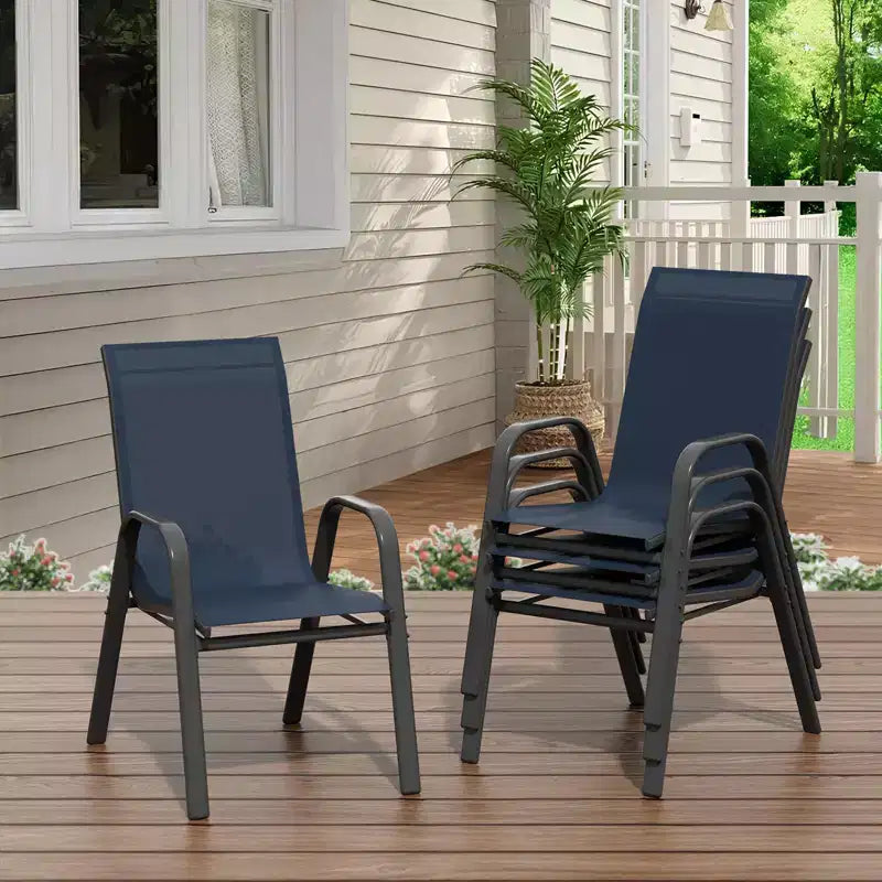 Chaise de jardin empilable noire avec accoudoirs – Lot de 4 ou 6