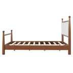 Cadre de lit plateforme rembourré beige et noyer, Queen/King, 2 places