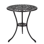 Round Patio Bistro Table, Weather-Resistant Cast Aluminum Outdoor Garden Stool, Antique Floral Design, for Backyard, Garden