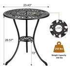 Table de bistrot ronde noire, style floral tulipe, 1 place