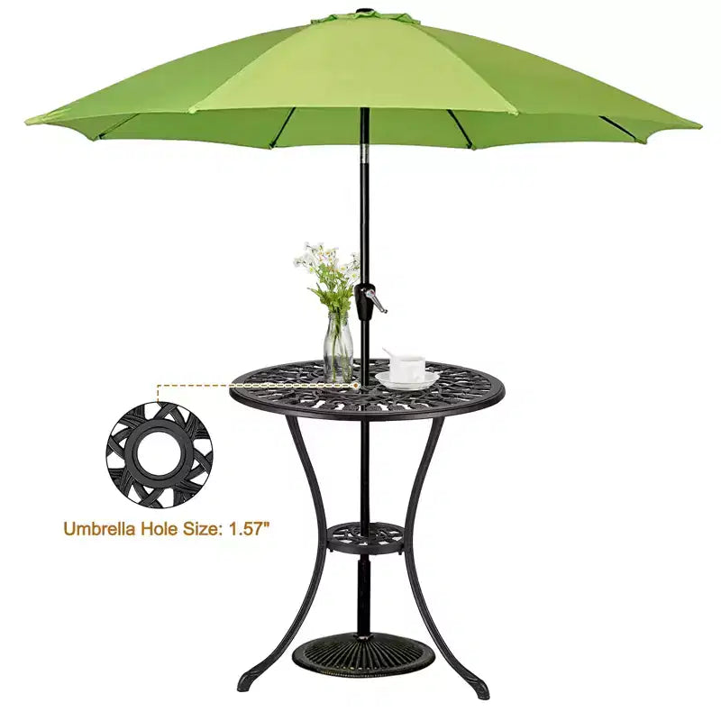 Table de bistrot ronde noire, style floral tulipe, 1 place