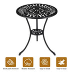 Table de bistrot ronde noire, style floral tulipe, 1 place