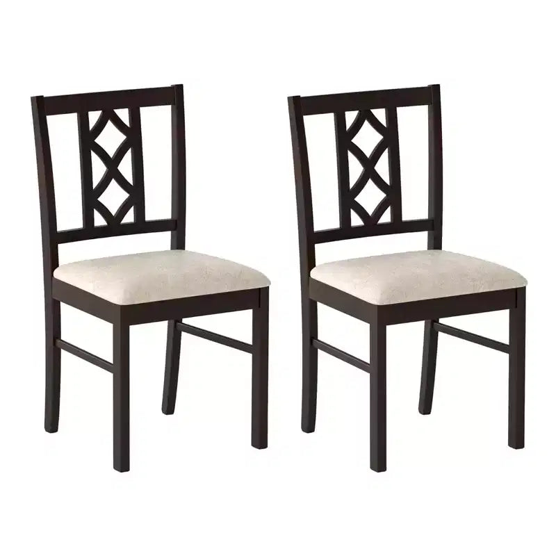 Chaise de salle à manger sans accoudoirs à dossier haut en noyer, style rustique/ferme, lot de 2/4