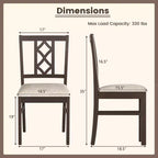 Chaise de salle à manger sans accoudoirs à dossier haut en noyer, style rustique/ferme, lot de 2/4