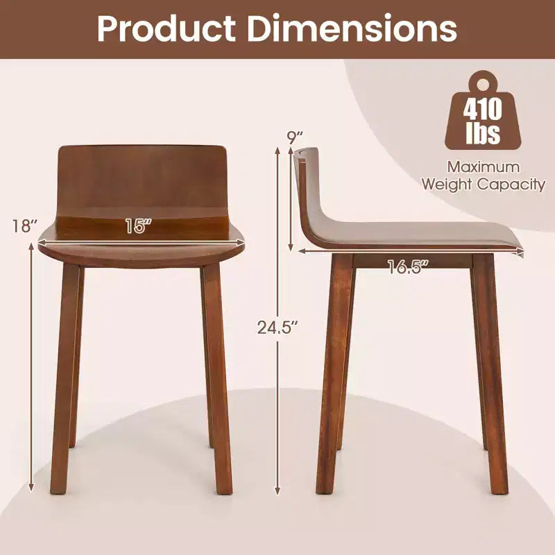 Chaise de salle à manger sans accoudoirs marron, bois d'acacia, lot de 2/4