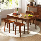 Chaise de salle à manger sans accoudoirs marron, bois d'acacia, lot de 2/4