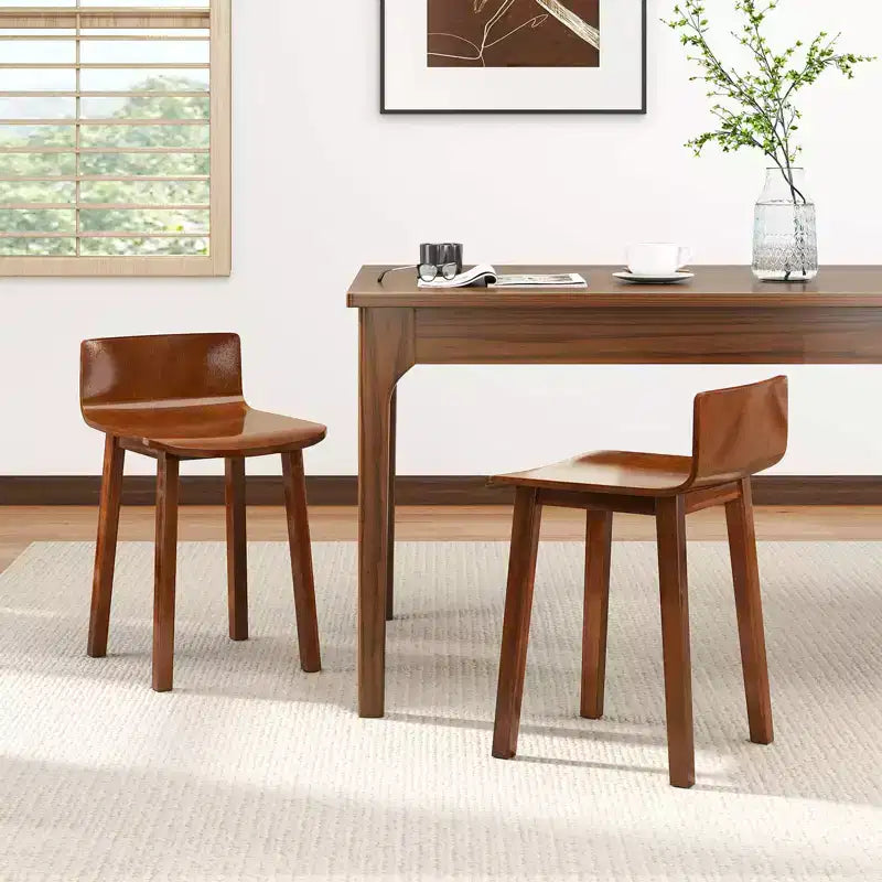 Chaise de salle à manger sans accoudoirs marron, bois d'acacia, lot de 2/4