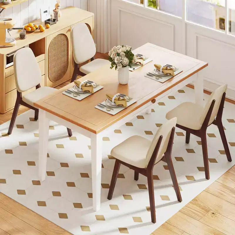Chaise de salle à manger en lin marron et beige, sans accoudoirs, dossier haut, lot de 2 ou 4
