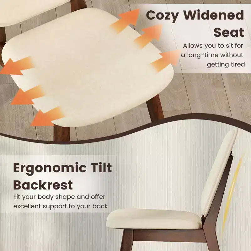 Chaise de salle à manger en lin marron et beige, sans accoudoirs, dossier haut, lot de 2 ou 4