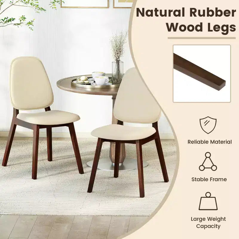 Chaise de salle à manger en lin marron et beige, sans accoudoirs, dossier haut, lot de 2 ou 4
