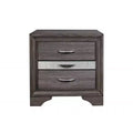 HomeRoots 27 Gray Wood and Solid Wood Two Drawer Nightstand