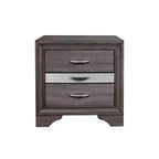 HomeRoots 27 Gray Wood and Solid Wood Two Drawer Nightstand
