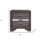 Table de chevet grise à deux tiroirs, pour 1