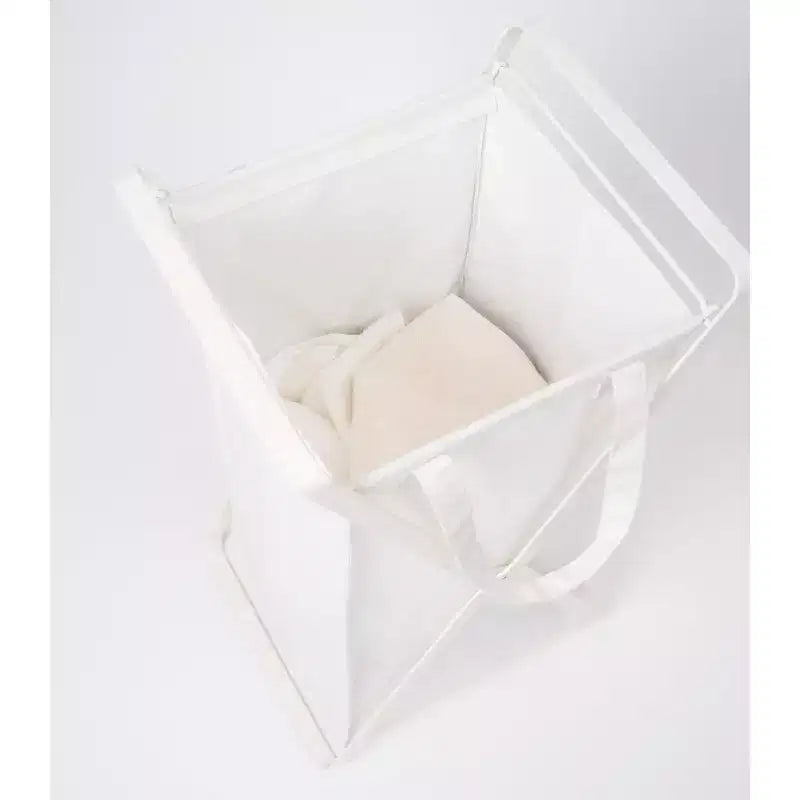 Panier à Linge avec Doublure en Coton – Noir/Blanc, Cadre en Acier, pour 1 Personne