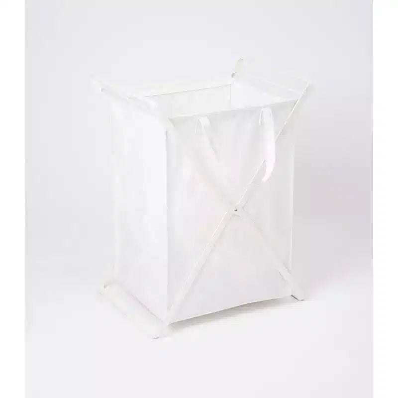 Panier à Linge avec Doublure en Coton – Noir/Blanc, Cadre en Acier, pour 1 Personne
