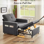 Fauteuil convertible 3-en-1 beige/gris, une place