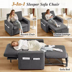 Fauteuil convertible 3-en-1 beige/gris, une place