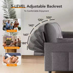 Canapé-lit convertible 3-en-1 vert/gris/blanc, 2 places, chenille