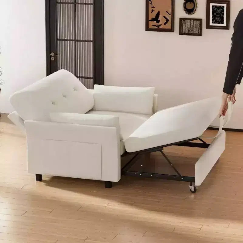 Canapé-lit convertible 3-en-1 vert/gris/blanc, 2 places, chenille