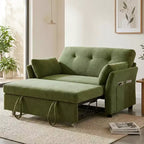 Dyonery 51 3-in-1 Pull-Out Sleeper Sofa Bed, Convertible Loveseat with Reclining Adjustable Backrest, Chenille Upholstered Couch, Side Pocket
