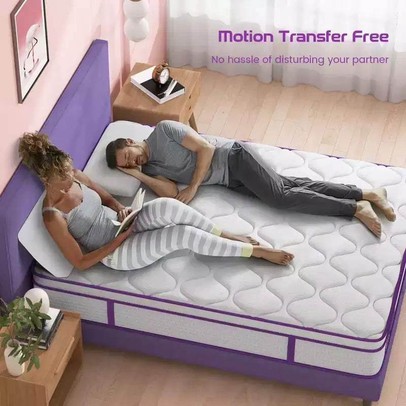 Matelas hybride Euro-Top blanc, fermeté moyenne, 1 personne (simple/double/grand)