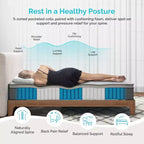 Matelas hybride blanc mi-ferme à ressorts ensachés, 30 cm, 1-2 personnes