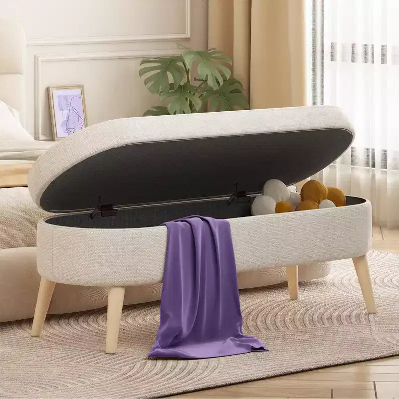 Sersper Multifunctional 43.5 Storage Ottoman Bench with Flip-Top and Upholstered Cushion