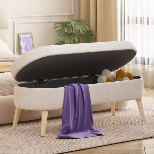 Sersper Multifunctional 43.5 Storage Ottoman Bench with Flip-Top and Upholstered Cushion