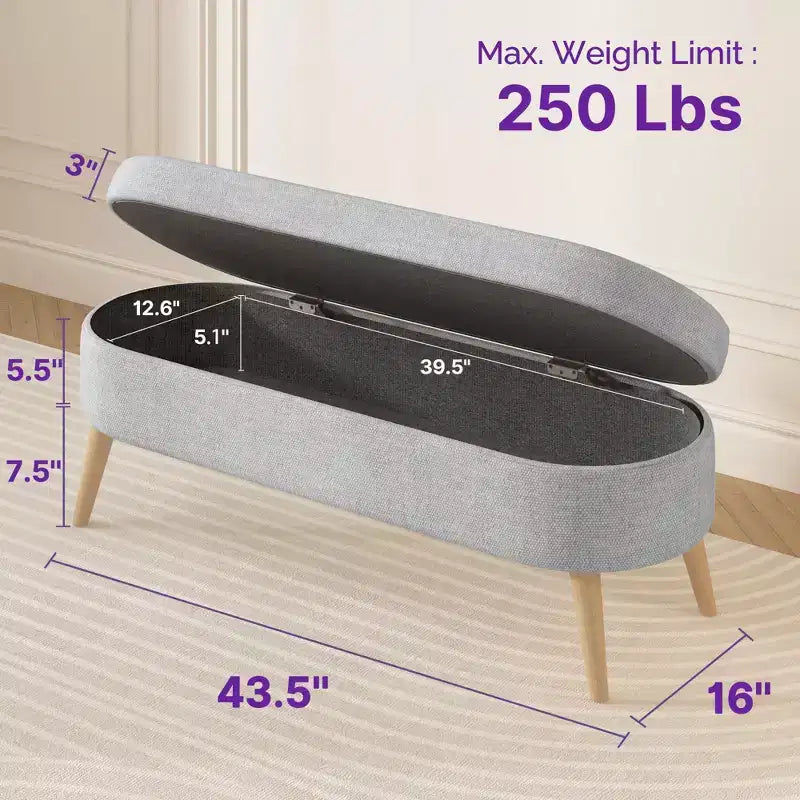 Banc de rangement ottoman beige/gris/blanc, couvercle rabattable, une place